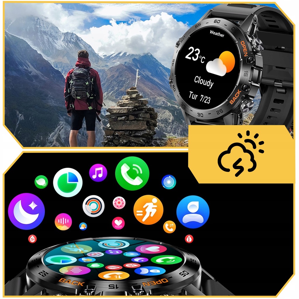 ZEGAREK SMARTWATCH SPORTOWY ROZMOWY MĘSKI DAMSKI POLSKIE MENU CZARNY SPORT Stan opakowania oryginalne